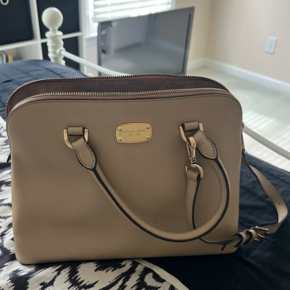 Michael Kors Taupe Satchel Bag